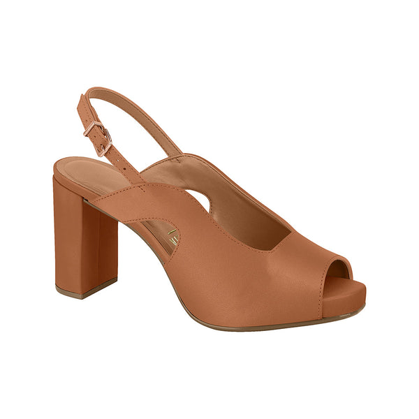 ⚜️Peep Toe Camel Pelica Salto Bloco✅